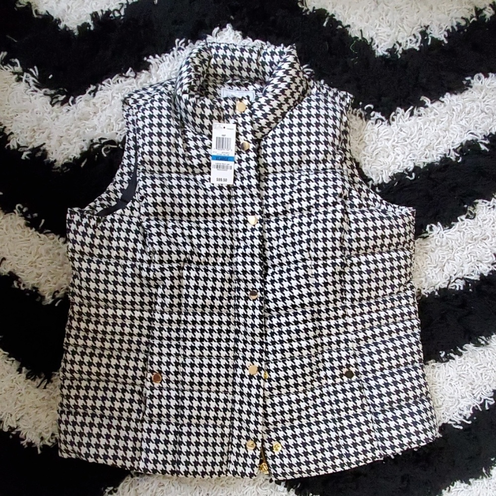 Houndstooth Puffer Vest NWT